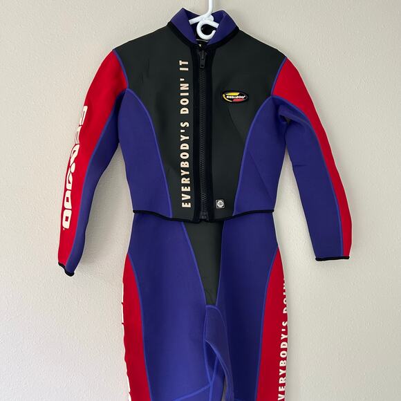 Vintage Sea Doo 2 piece wet suit jacket zip front 90s water sports outdoor M - Picture 2 of 16